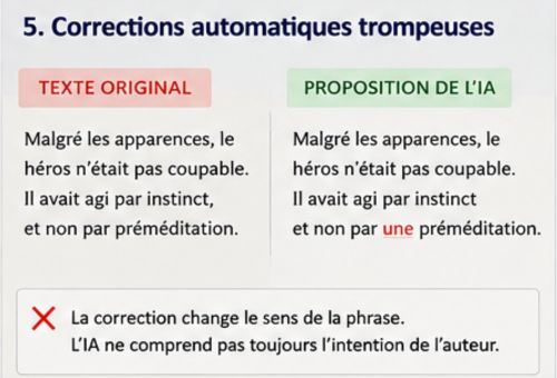 Les corrections orthographiques via IA ne sont pas toujours fiables